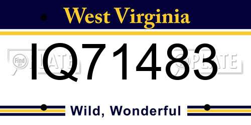 IQ71483 West Virginia License Plate