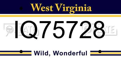 IQ75728 West Virginia License Plate