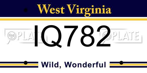 IQ782 West Virginia License Plate