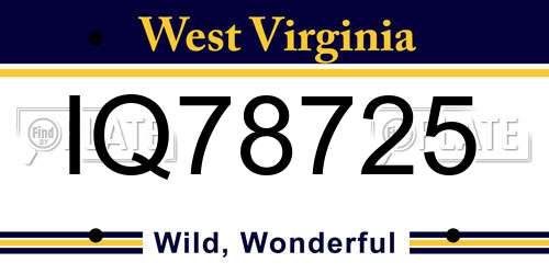 IQ78725 West Virginia License Plate