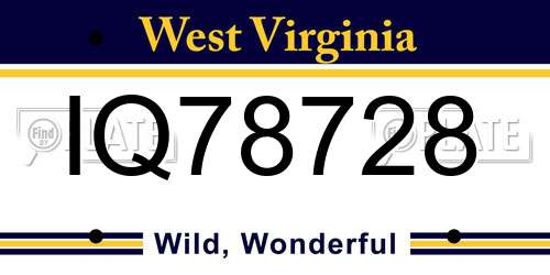 IQ78728 West Virginia License Plate