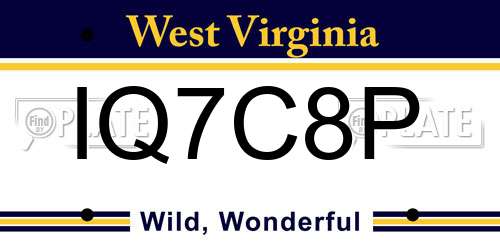 IQ7C8P West Virginia License Plate