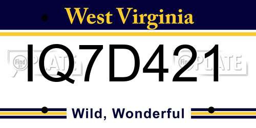 IQ7D421 West Virginia License Plate