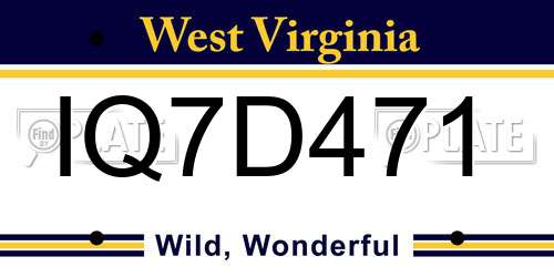 IQ7D471 West Virginia License Plate