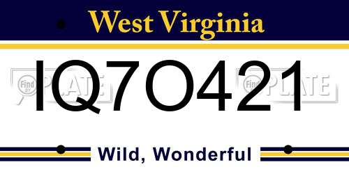 IQ7O421 West Virginia License Plate