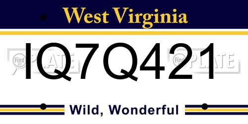 IQ7Q421 West Virginia License Plate
