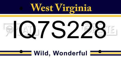 IQ7S228 West Virginia License Plate