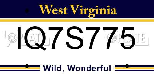 IQ7S775 West Virginia License Plate