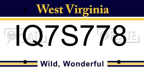 IQ7S778 West Virginia License Plate