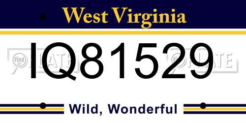 IQ81529 West Virginia License Plate
