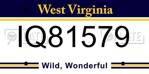IQ81579 West Virginia License Plate