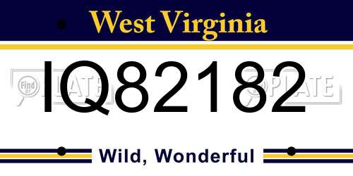 IQ82182 West Virginia License Plate