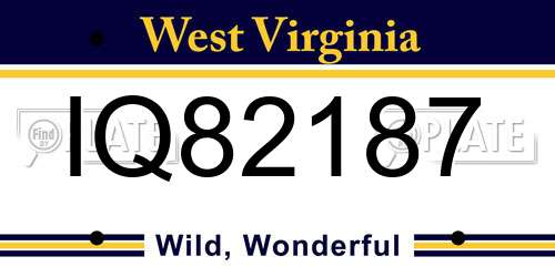 IQ82187 West Virginia License Plate