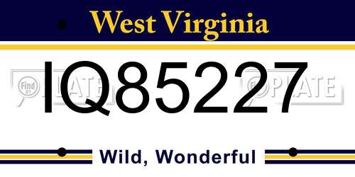 IQ85227 West Virginia License Plate