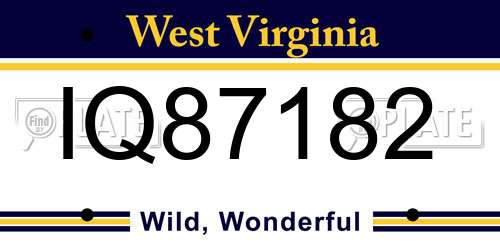 IQ87182 West Virginia License Plate