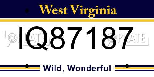 IQ87187 West Virginia License Plate