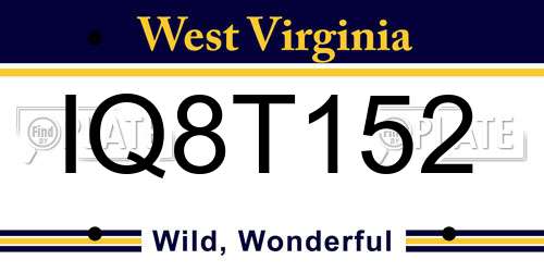 IQ8T152 West Virginia License Plate