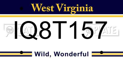IQ8T157 West Virginia License Plate