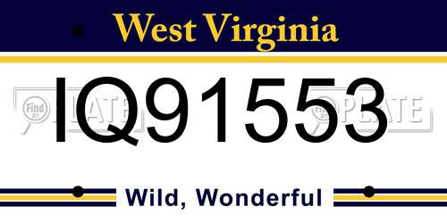IQ91553 West Virginia License Plate