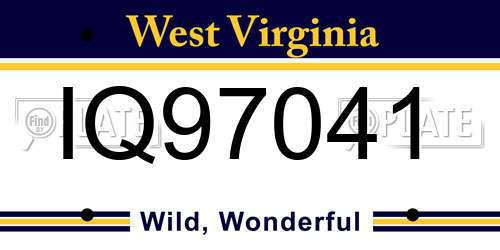IQ97041 West Virginia License Plate