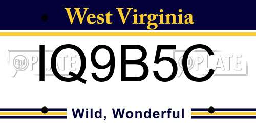 IQ9B5C West Virginia License Plate