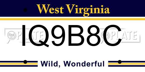 IQ9B8C West Virginia License Plate