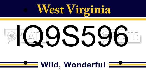 IQ9S596 West Virginia License Plate