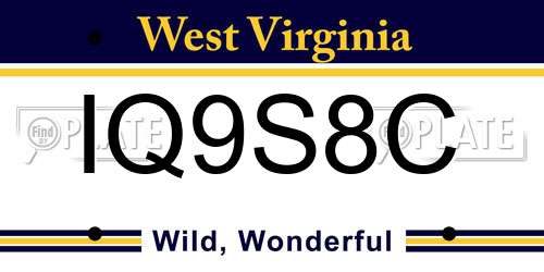 IQ9S8C West Virginia License Plate