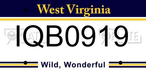IQB0919 West Virginia License Plate