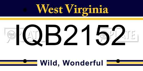 IQB2152 West Virginia License Plate