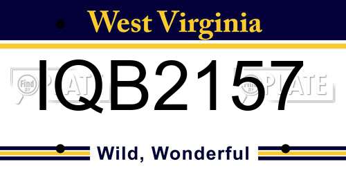 IQB2157 West Virginia License Plate