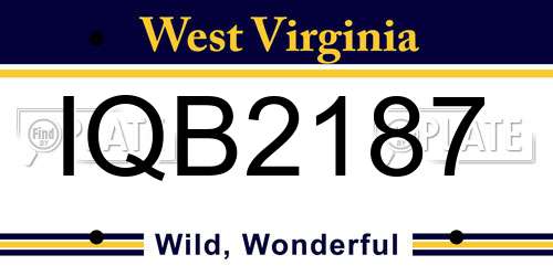 IQB2187 West Virginia License Plate