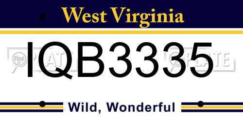 IQB3335 West Virginia License Plate