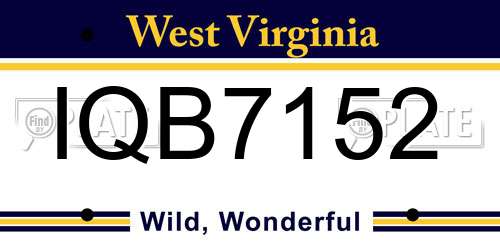 IQB7152 West Virginia License Plate