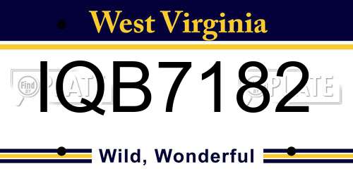 IQB7182 West Virginia License Plate