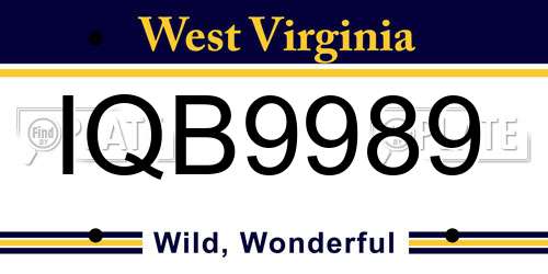 IQB9989 West Virginia License Plate