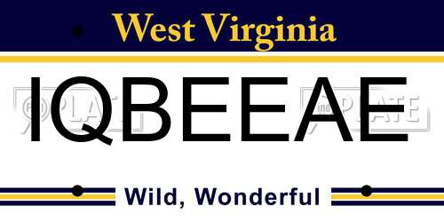 IQBEEAE West Virginia License Plate