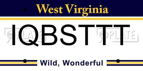 IQBSTTT West Virginia License Plate