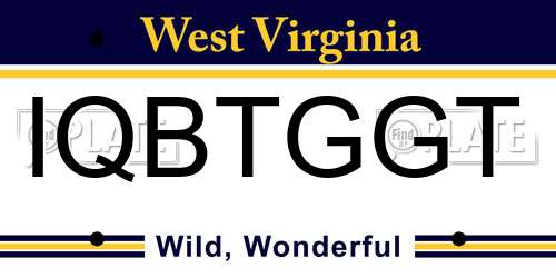 IQBTGGT West Virginia License Plate