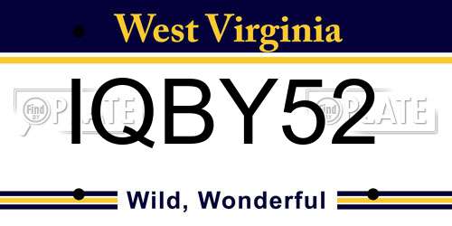 IQBY52 West Virginia License Plate