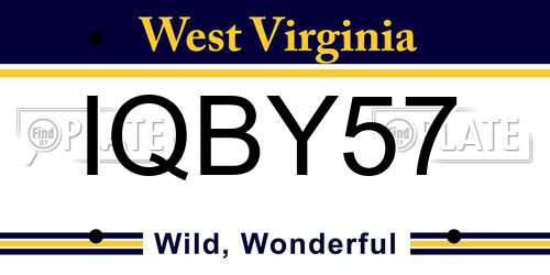 IQBY57 West Virginia License Plate