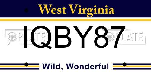 IQBY87 West Virginia License Plate