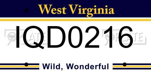 IQD0216 West Virginia License Plate