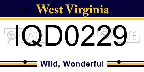 IQD0229 West Virginia License Plate
