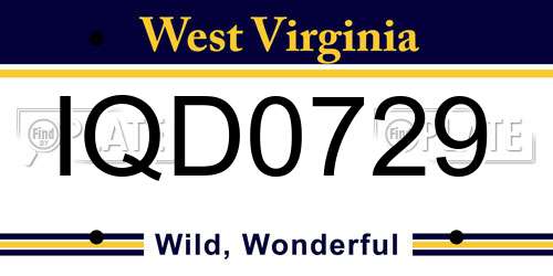 IQD0729 West Virginia License Plate