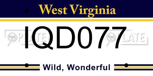 IQD077 West Virginia License Plate