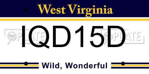 IQD15D West Virginia License Plate