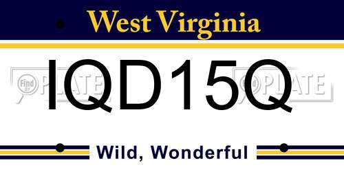 IQD15Q West Virginia License Plate