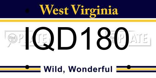 IQD180 West Virginia License Plate