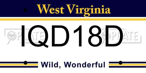 IQD18D West Virginia License Plate
